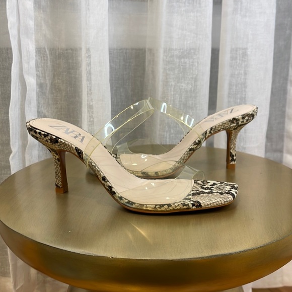 Zara Snake Print Kitten Heel - Picture 1 of 4